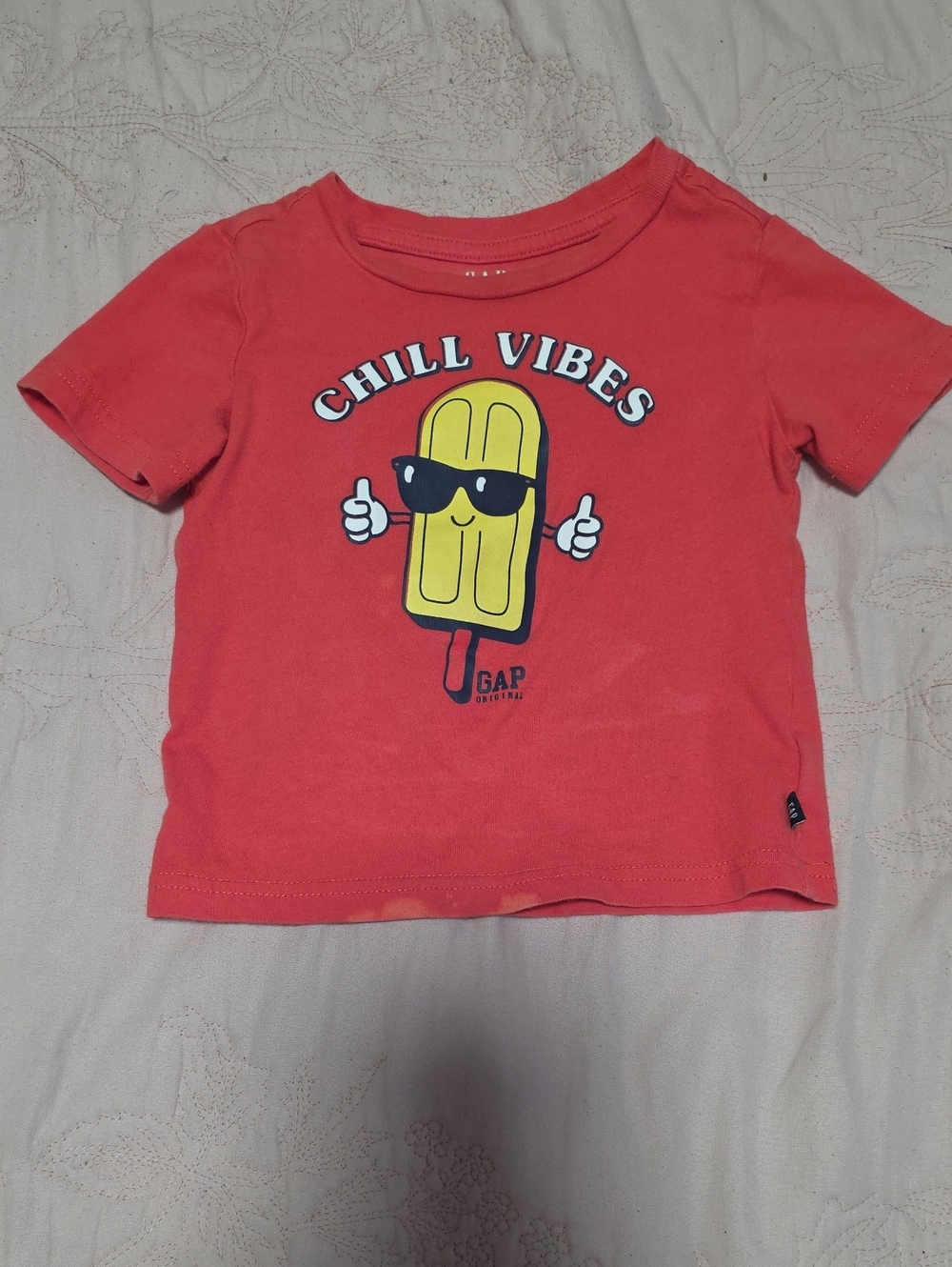 GAP Kids Coral Tee with Yellow Popsicle Graphic